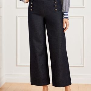 Talbots Wide-Leg Knit Sailor Crop Pants - Faux Denim 20W